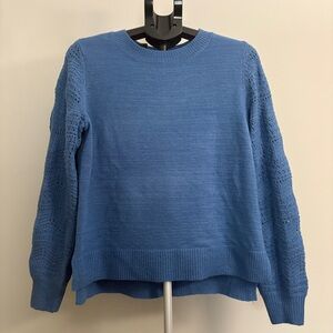 Christian Siriano Textured Blue Crew Neck Sweater
